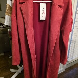 GeeGee Women's Vibrant Red Trench Coat